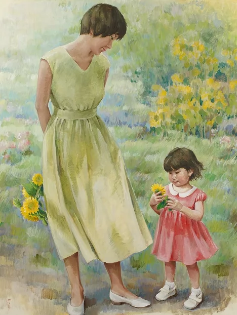 ヒマワリと少女