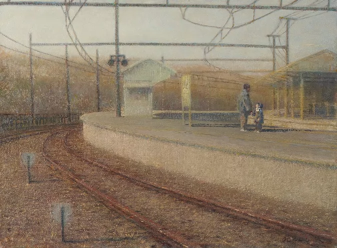 電車を待つ