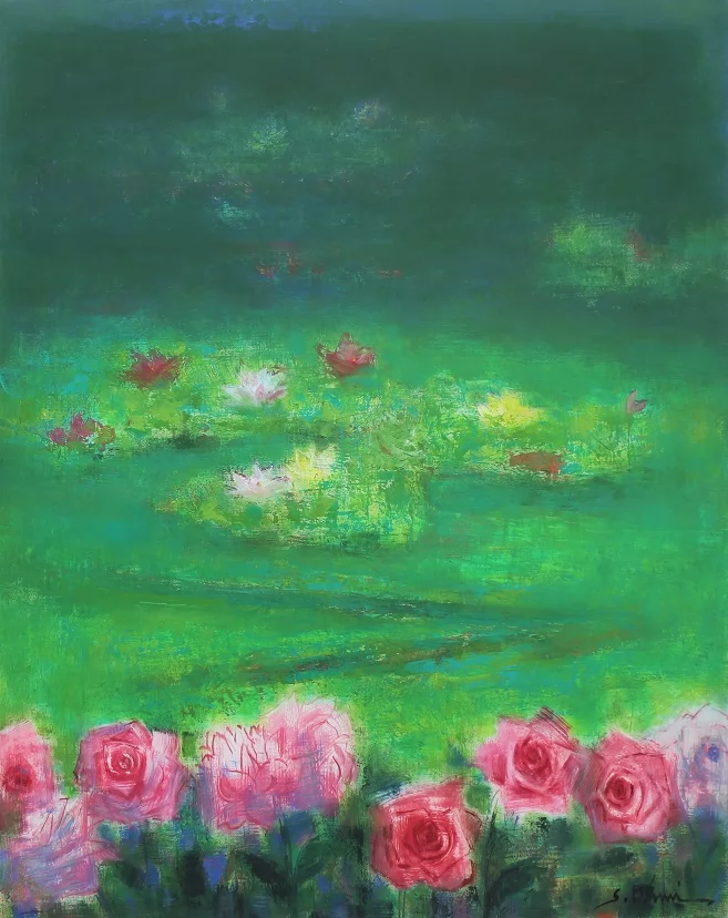 睡蓮と薔薇